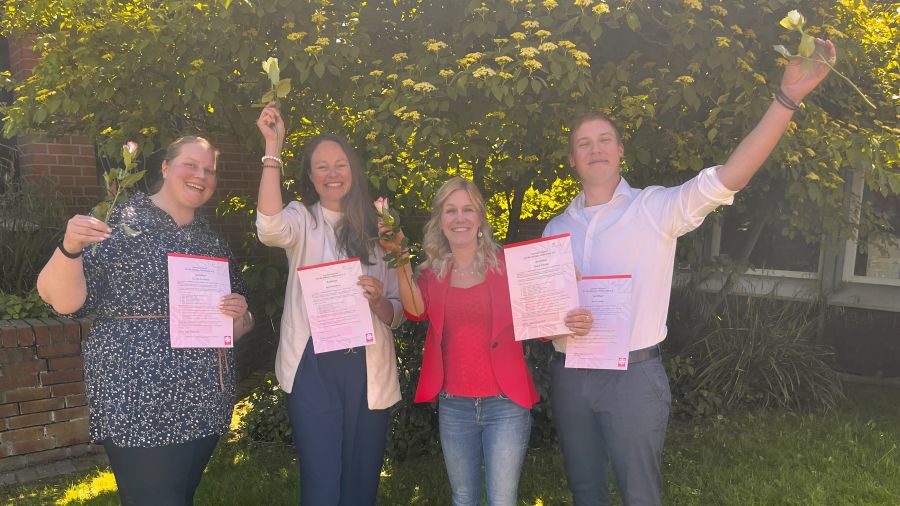 Haben erfolgreich an der QM-Schulung in Hildesheim teilgenommen (von links): Claudia&nbsp;Colloseus, Nadine Rodens,&nbsp;Elena Paluska und Moritz Heller. | Foto: Caritas
