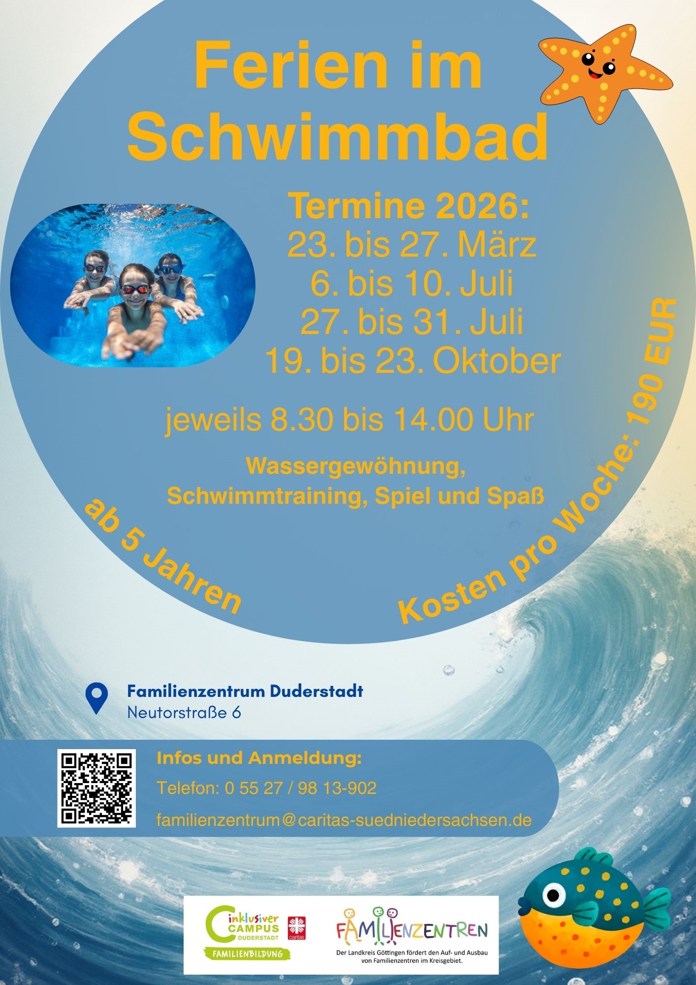 Plakat: Ferien im Schwimmbad